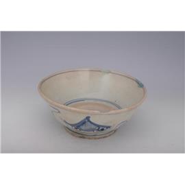 清青花花草福字纹海碗